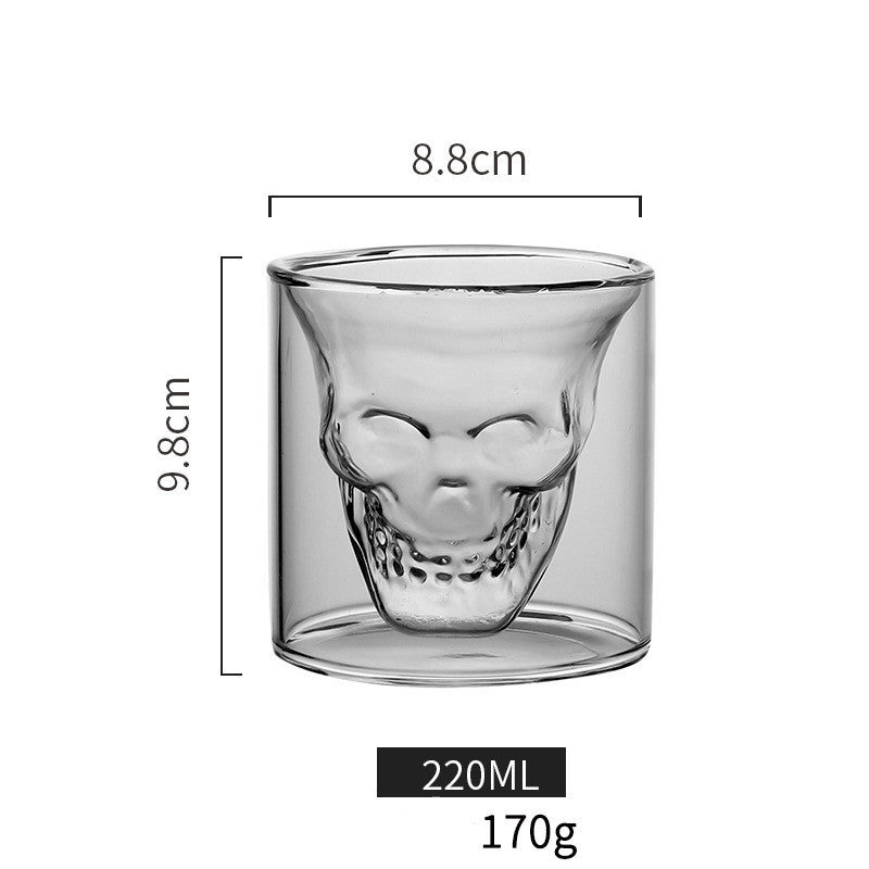 Creative Double-Layer Skull Net Red Glass Whiskey Glass For Home Bar Club Whiskey Wine Vodka And Beer Wine Glass