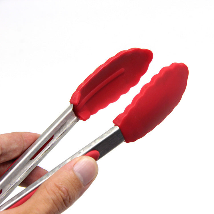 Food Clip 7 Inch Mini Silicone High Temperature And Anti-Scald Children Clip Stainless Steel Barbecue Clip Cake Clip