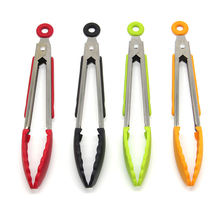 Food Clip 7 Inch Mini Silicone High Temperature And Anti-Scald Children Clip Stainless Steel Barbecue Clip Cake Clip