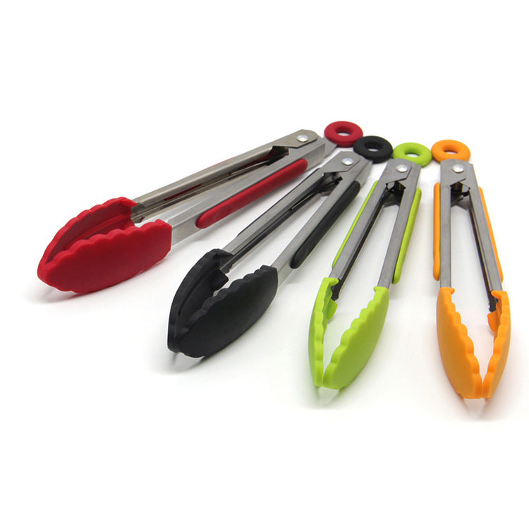 Food Clip 7 Inch Mini Silicone High Temperature And Anti-Scald Children Clip Stainless Steel Barbecue Clip Cake Clip