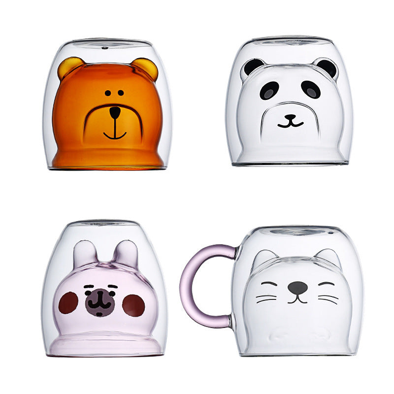 Double-layer Juice Glass Heat-resistant Double-layer Cup Coffee Cup Love Gift Bear Cup