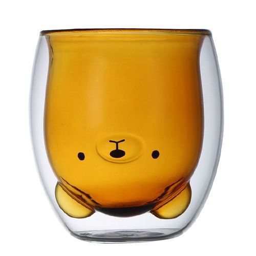 Double-layer Juice Glass Heat-resistant Double-layer Cup Coffee Cup Love Gift Bear Cup