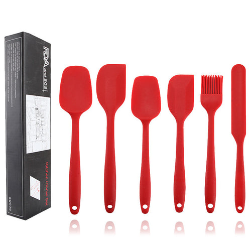 Silicone Kitchenware Six Piece Set Cream Integrated Scraper Spatula Oil Brush Size Scraper Baking Set