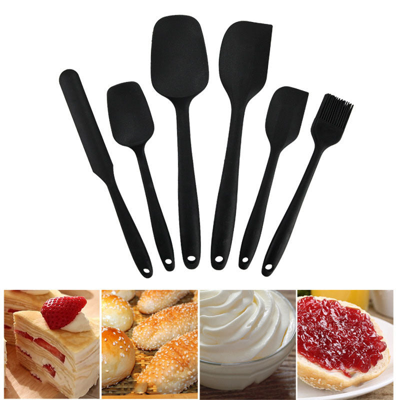 Silicone Kitchenware Six Piece Set Cream Integrated Scraper Spatula Oil Brush Size Scraper Baking Set