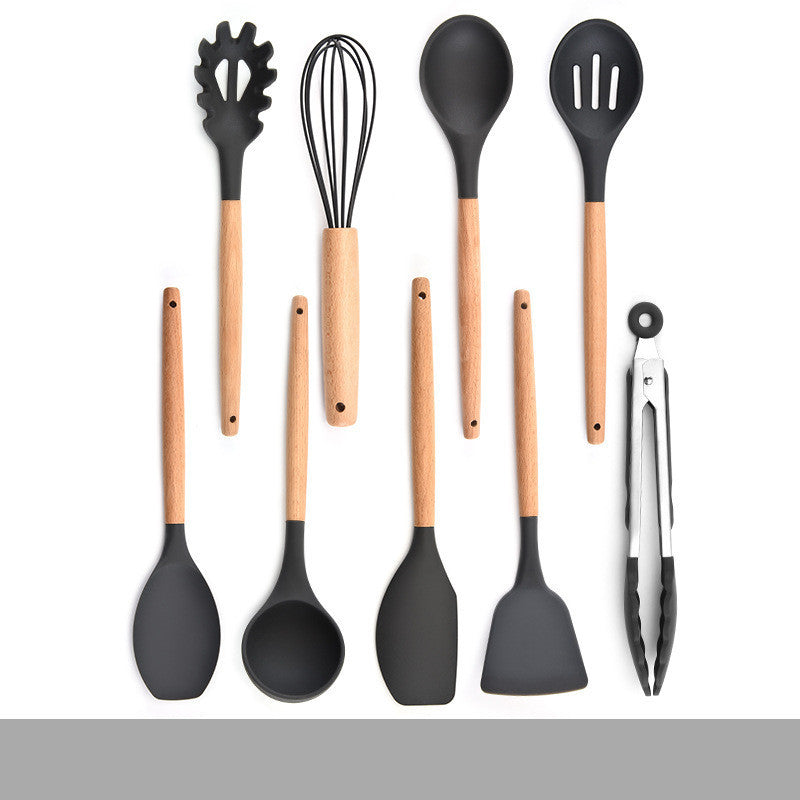 Silicone Kitchenware Set With Wooden Handle