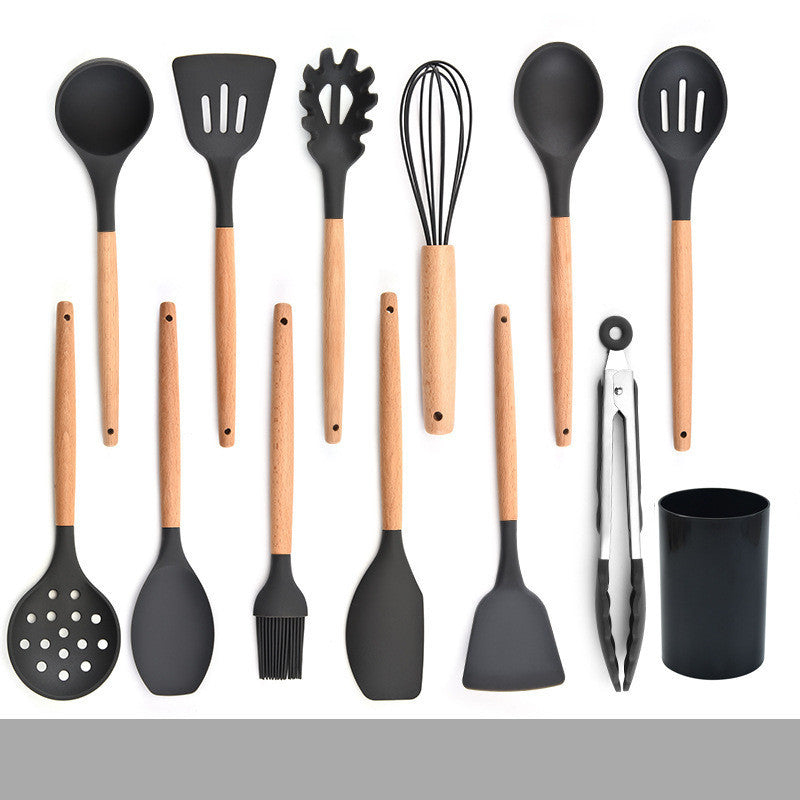 Silicone Kitchenware Set With Wooden Handle
