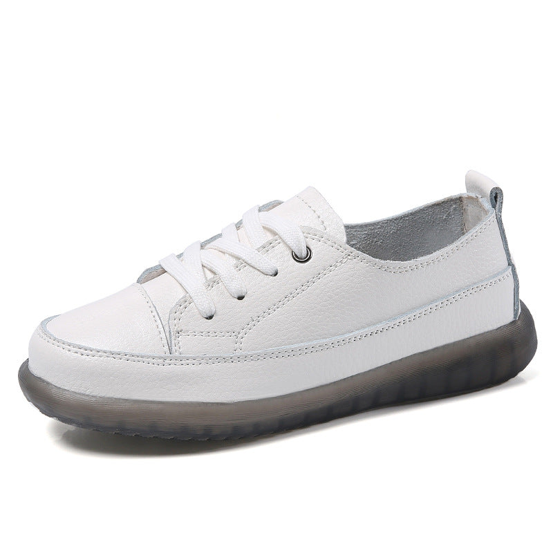 Genuine Leather White Shoes Flat Women's Shoes Casual