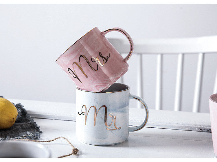 Ceramic Cup Custom Marble Pattern Bride Souvenir Couple Water Cup Wedding Gift