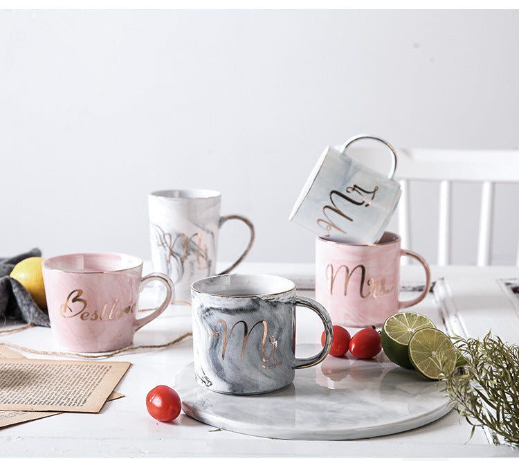 Ceramic Cup Custom Marble Pattern Bride Souvenir Couple Water Cup Wedding Gift