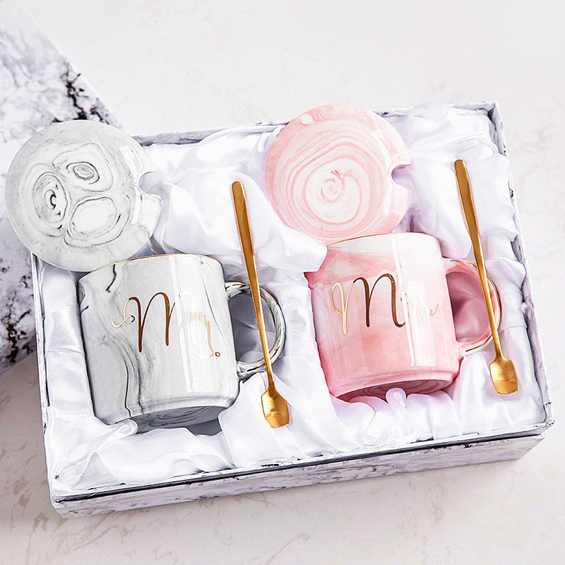 Ceramic Cup Custom Marble Pattern Bride Souvenir Couple Water Cup Wedding Gift