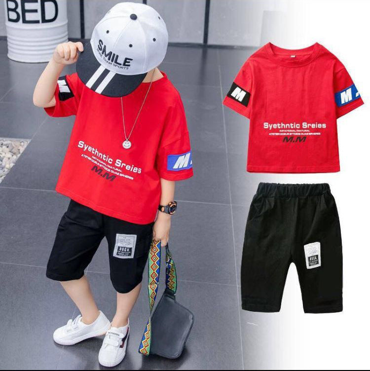 Summer New Boys' Fashion Trend, Big Children's Casual Korean Two-piece Suit