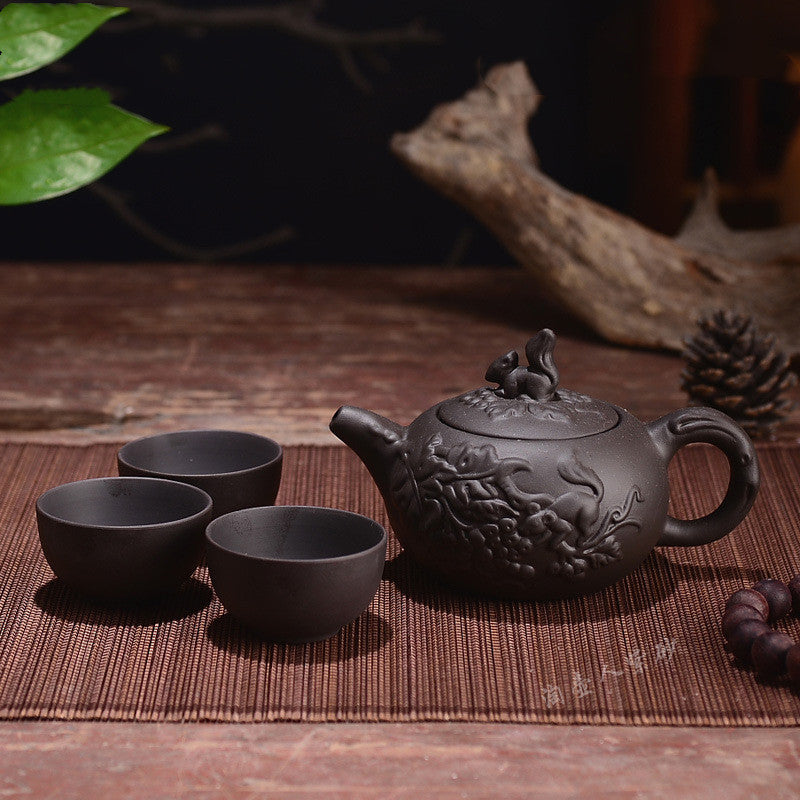 Zhuni Small Teapot, Hand-Held Pot, Kungfu Tea Set, Ceramic Tea Maker