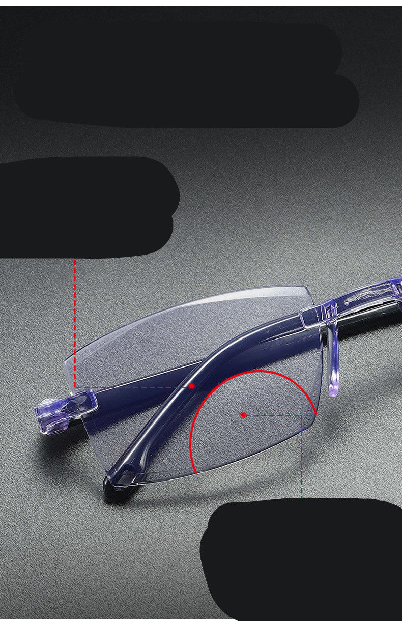 The New Frameless Diamond Cut Edge Reading Glasses Fashion Anti-blue Light