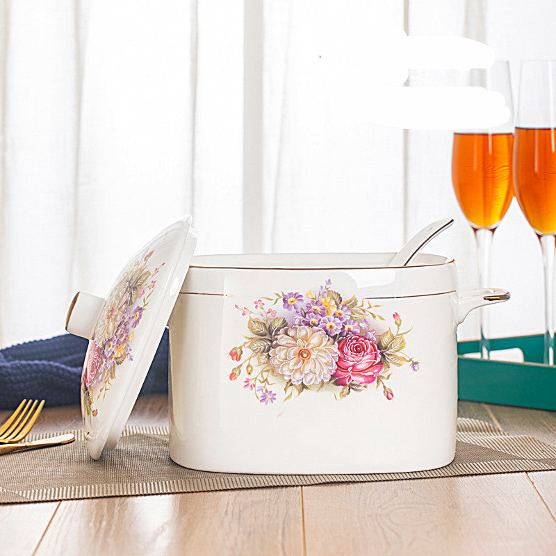 Imperial Casserole With Cover European Style Chinese Tableware For Household Use