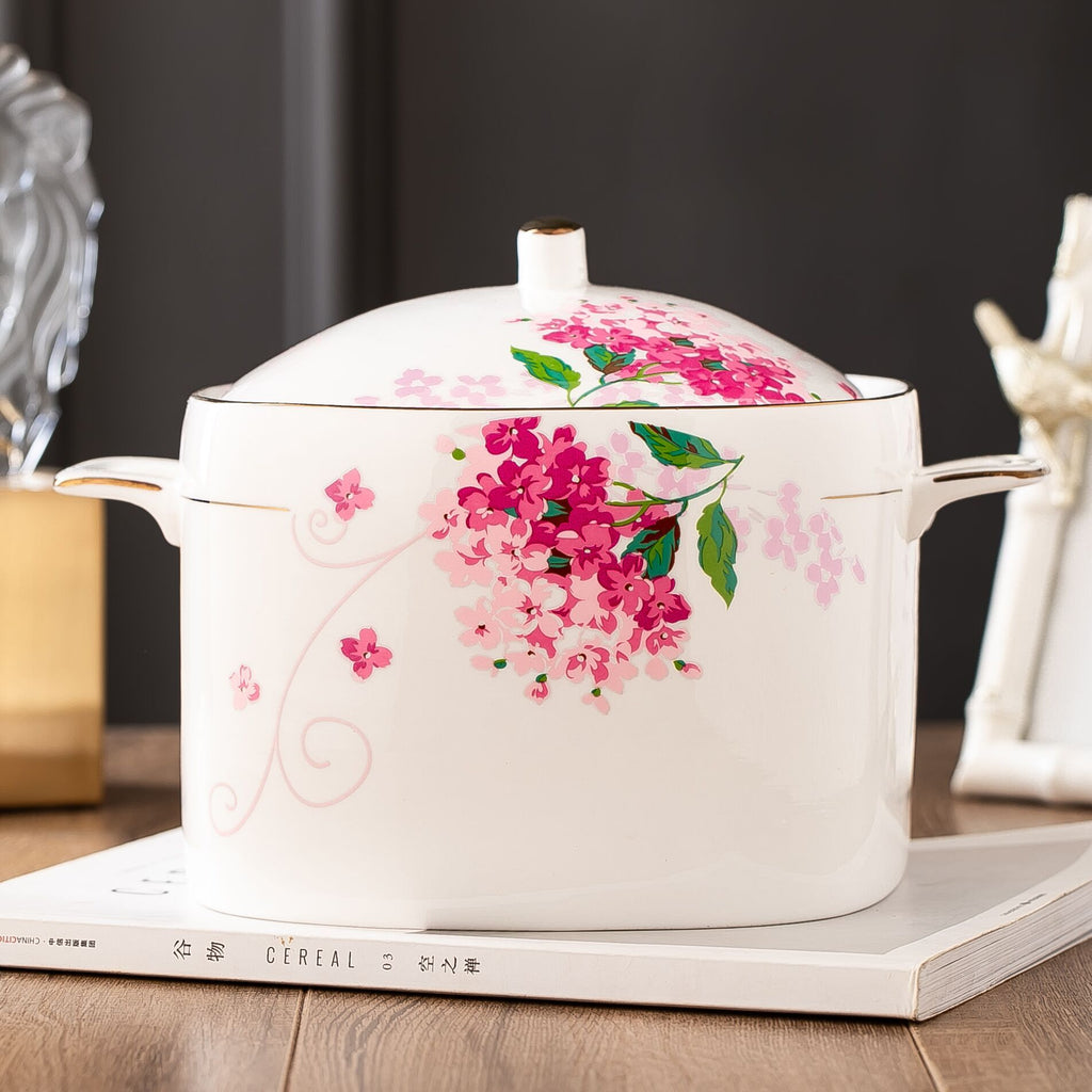 Imperial Casserole With Cover European Style Chinese Tableware For Household Use