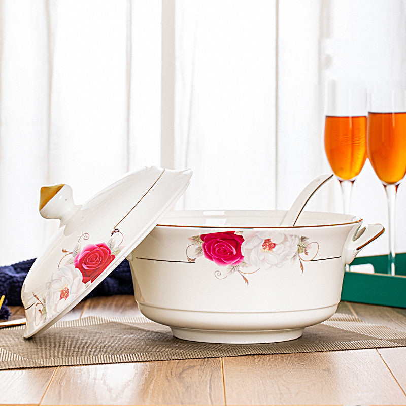 Imperial Casserole With Cover European Style Chinese Tableware For Household Use