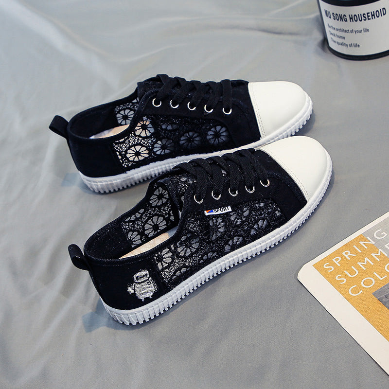 Fashion Breathable Flat Lace Mesh Shoes