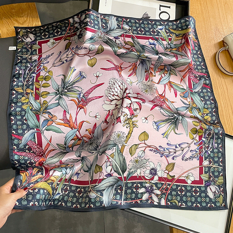 Women's Printed Silk Scarf Autumn And Winter Warm Scarf