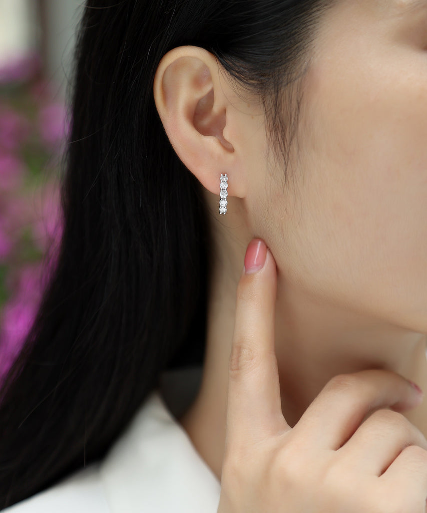 Dawn - Earrings Set With 0.1-carat Top-quality Moissanite S925 Silver And Platinum-plated Stud Earrings, A Fashionable And Trendy Accessory, Can Be Tested With A Diamond Pen