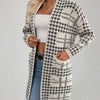 Women's Houndstooth Knitted Long Knitted Jacket