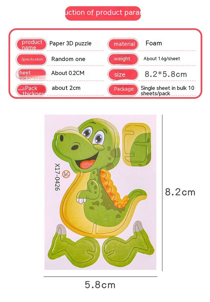 Cartoon Dinosaur 3D Puzzle Model Children DIY Handmade