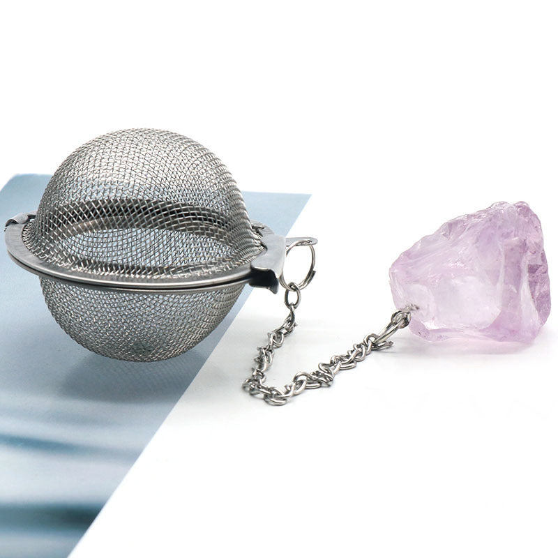 Natural Raw Gemstone Filter Ball Stew Ingredients Ball Stainless Steel Tea Filter Kitchen Gadgets