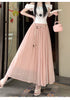 Vintage Belt Pleated Skirt Versatile Slimming High Waist A- Line