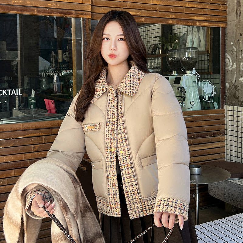 Stitching Cold Protective Clothing Western Style Slimming Warm Short Coat