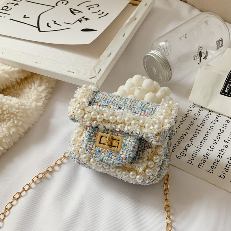 Children's Diamond Lattice Chain Crossbody Bag