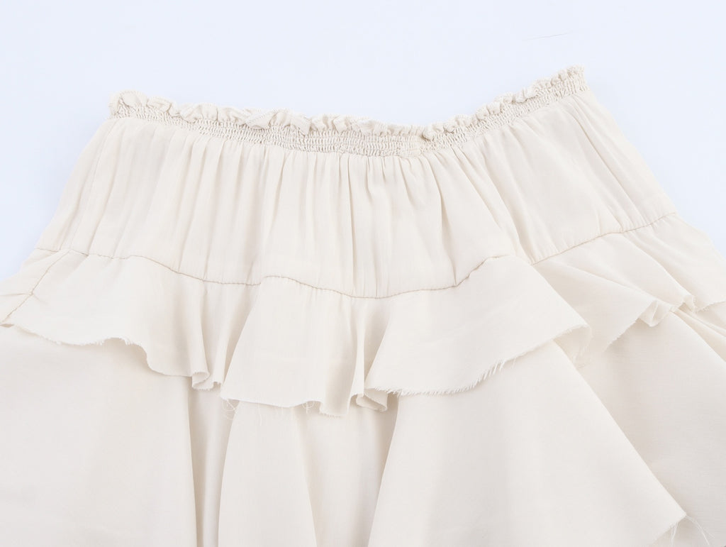 Summer European And American Style Laminated Decoration Midi Skirt Skirt