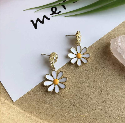 Dripped-glaze Flower Earrings For Women