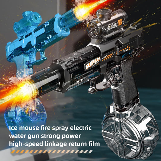 LED Lights Electric Water Guns Children Simulated Shooting Recoil Powerful Automatic Water Spray Gun Kids Summer Outdoor Toys