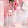 Flat Bottle Silicone Jacket Glass Glass Flower Cute Girl Heart Glass