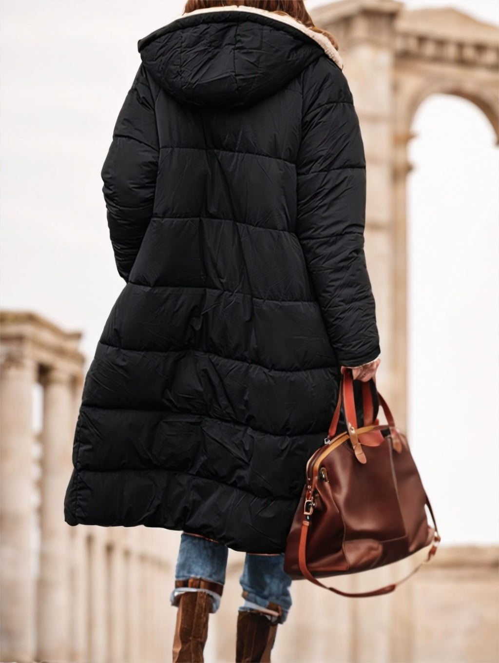 A Plain-colored Cotton-padded Jacket For Ladies
