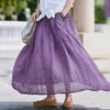 Women Bohemian Beach A-Line Dress Elastic Waist Flowy Long Maxi Skirt With Pockets