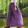 Women Bohemian Beach A-Line Dress Elastic Waist Flowy Long Maxi Skirt With Pockets