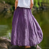 Women Bohemian Beach A-Line Dress Elastic Waist Flowy Long Maxi Skirt With Pockets