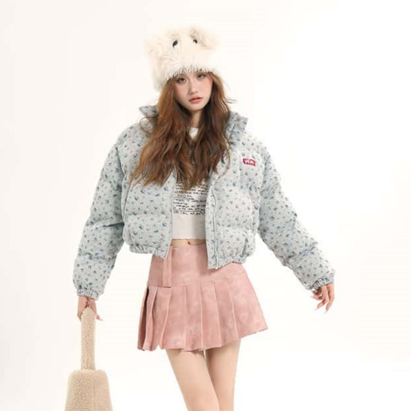 Women's American-style Floral Printed Cotton-padded Coat