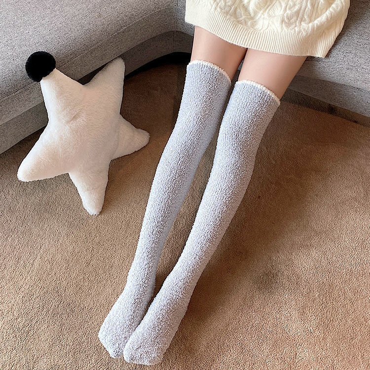 Coral Fleece Knee Socks Women's Autumn And Winter Warm Long Fleece-lined