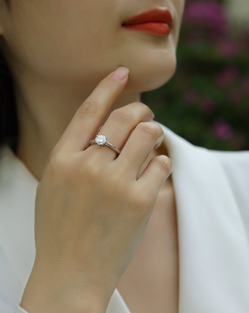 Wholehearted - A Wedding Ring Set With Top-quality Moissanite S925 Silver And Platinum-plated Diamond Can Be Inspected With A Diamond Pen