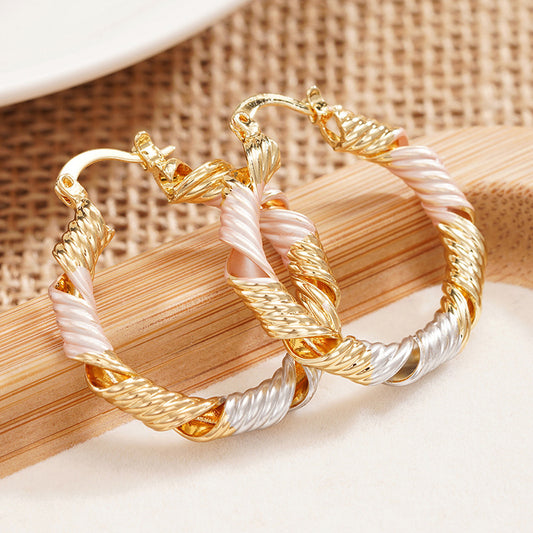 Korean-style Gentle Spiral Hollow Three-color Earrings For Women