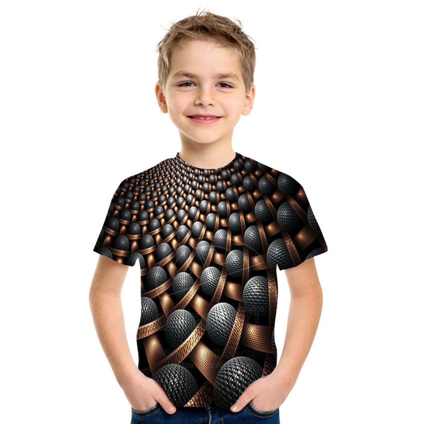 Chocolate Spiral Summer Loose 3D Digital Printing Cross-border Men's Spot T-Shirt For Teenagers