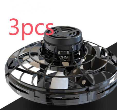 لعبة طائرة هليكوبتر صغيرة تفاعلية تعمل بآلية الدوران، مزودة بإضاءة LED، على شكل طبق طائر، لعبة دوارة للأطفال