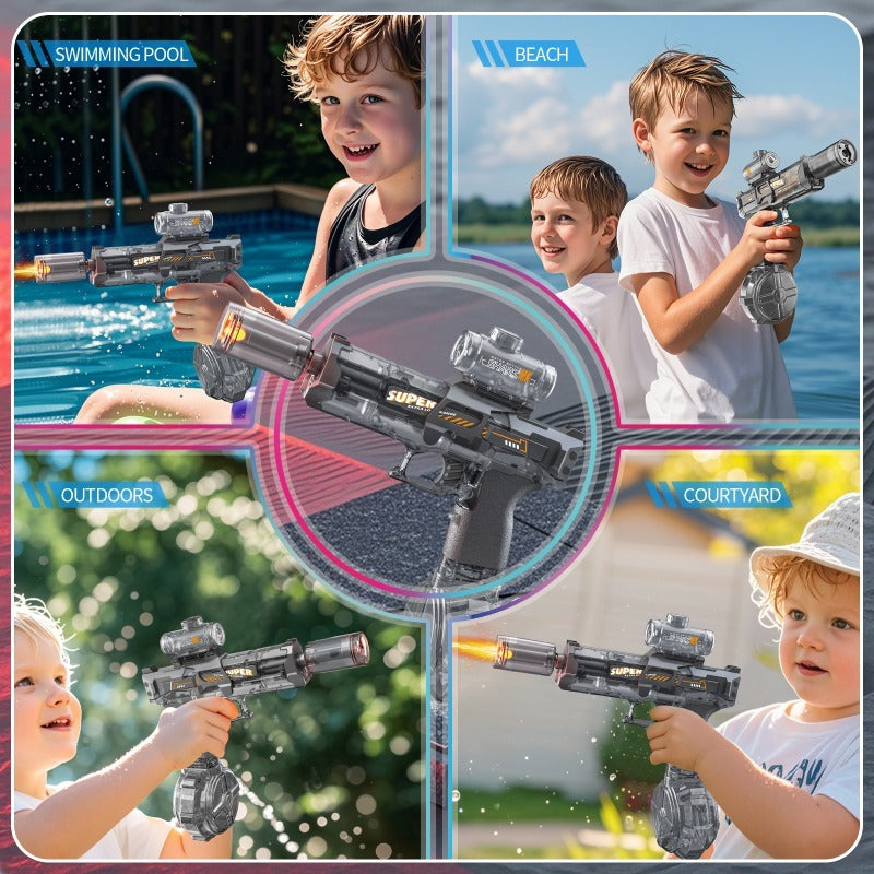 LED Lights Electric Water Guns Children Simulated Shooting Recoil Powerful Automatic Water Spray Gun Kids Summer Outdoor Toys