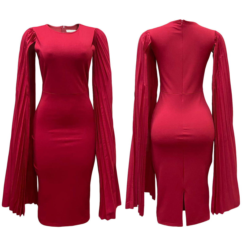 Fashion Pleated Ol Cape Plus Size Gown