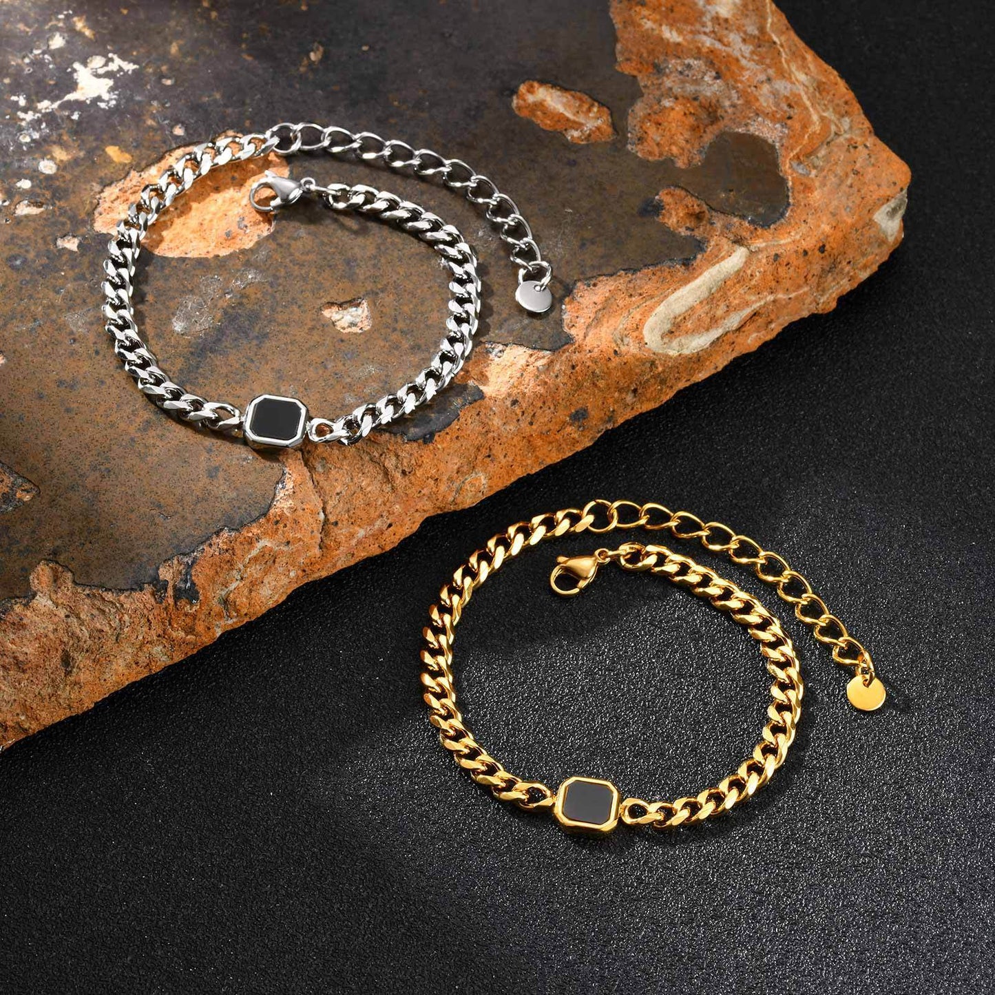 Stainless Steel Acrylic Six-sided Chain Bracelet