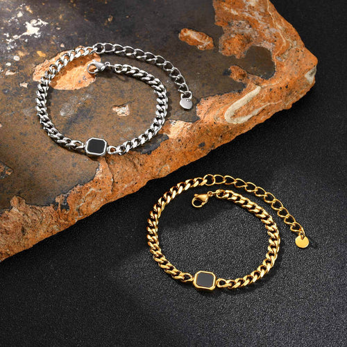 Stainless Steel Acrylic Six-sided Chain Bracelet