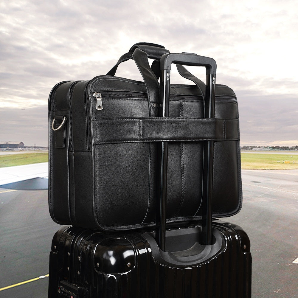 حقيبة كمبيوتر محمول من الجلد الطبيعي من تايدينج، مصنوعة من جلد البقر، مناسبة للأعمال، مقاس 17 بوصة