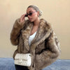 Women's Pure Color Versatile Faux Fur Collar Long Sleeve Coat Plus Size Outerwear
