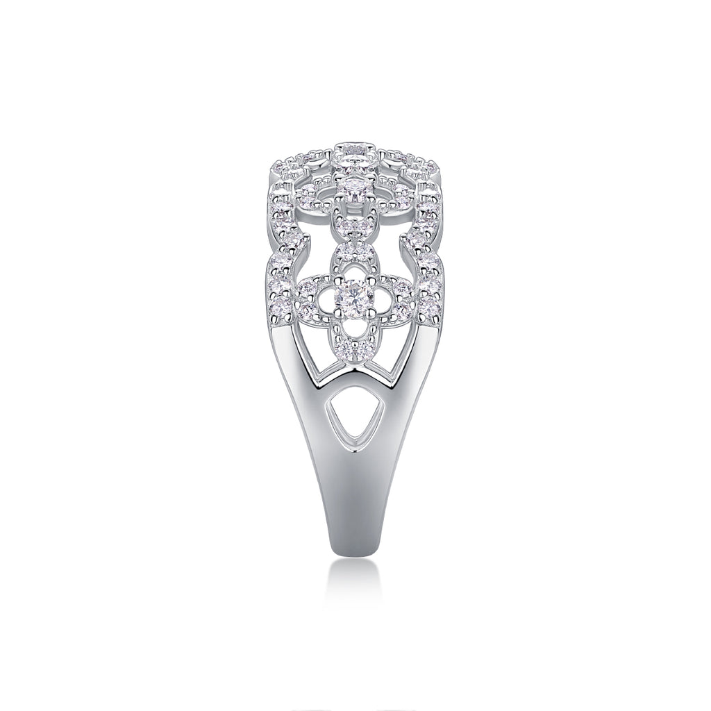 Flower Dance - A Wedding Ring Set With Top-quality Moissanite S925 Silver And Platinum-plated Diamond. The Ring Can Be Inspected With A Diamond Pen